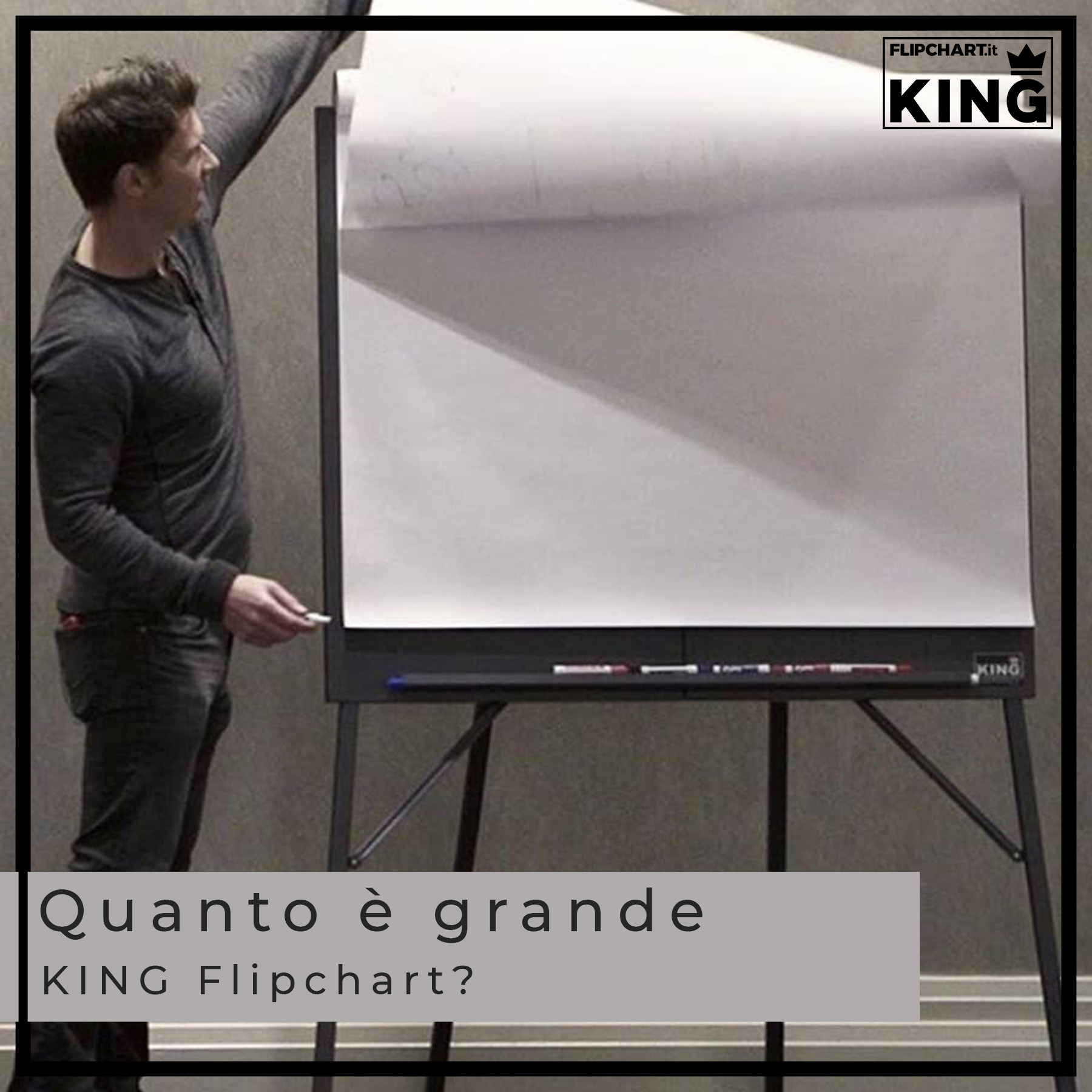 Le dimensioni della grande lavagna portablocco KING Flipchart